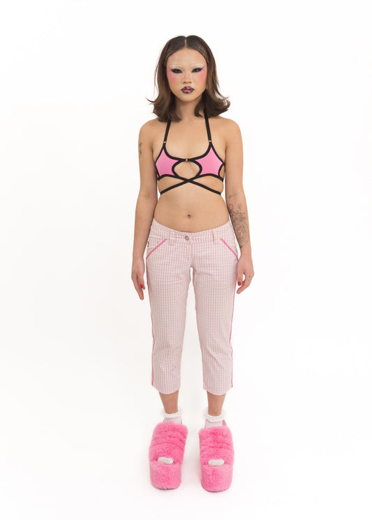 Pink gingham capris