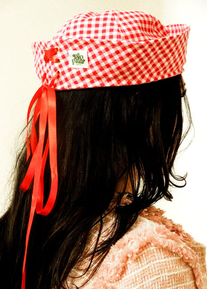 Pippin’s Apparel Pink Gingham Sailor Hat Bizarre Bazaar