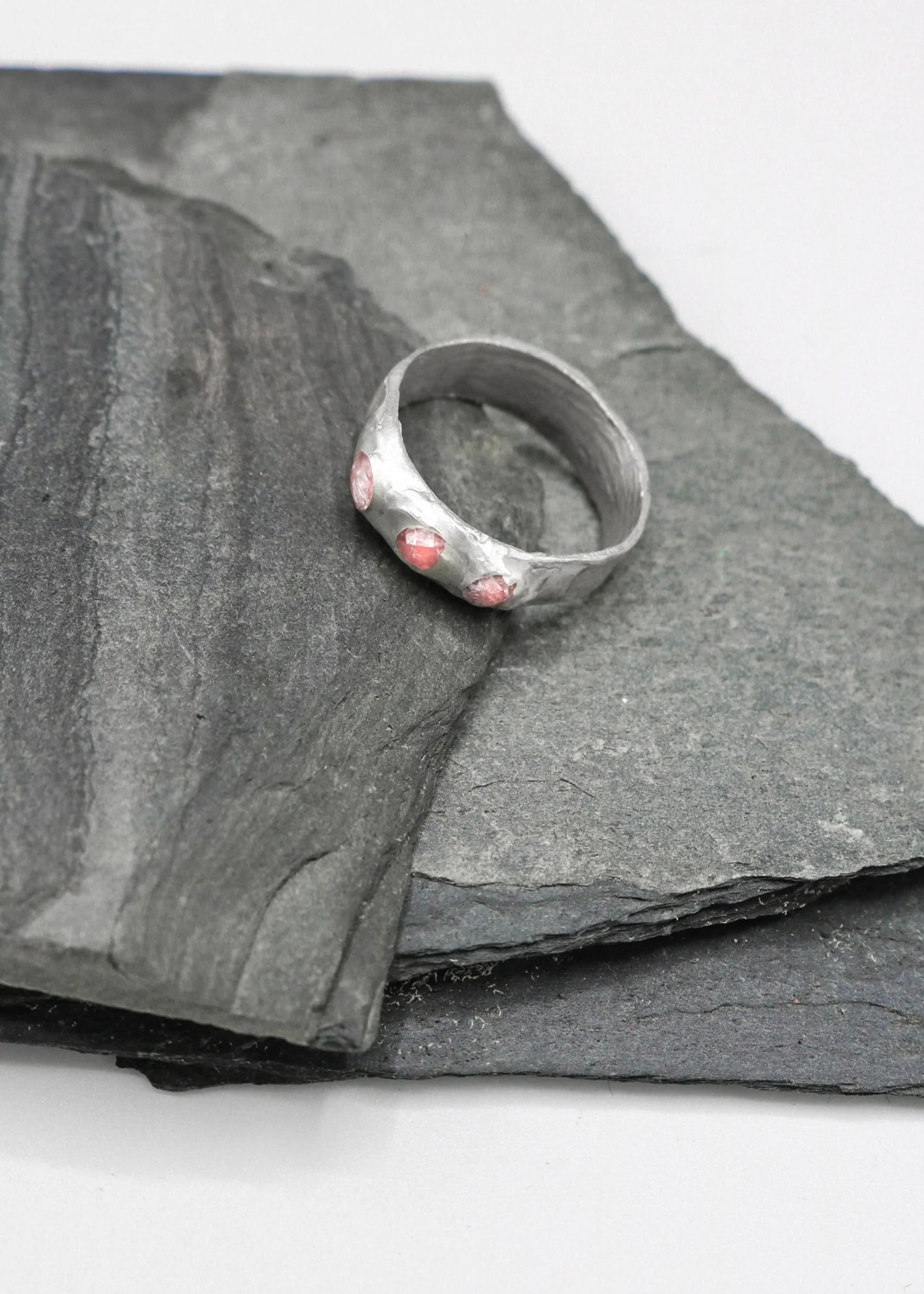 Matisse Bella Jewellery Pink sapphire stacker ring- tri stone