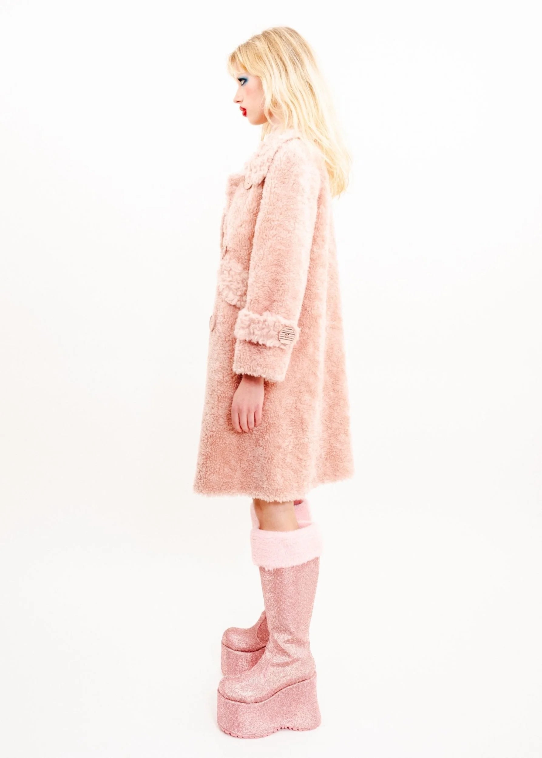 Bizarre Bazaar Pink Sheepskin coat