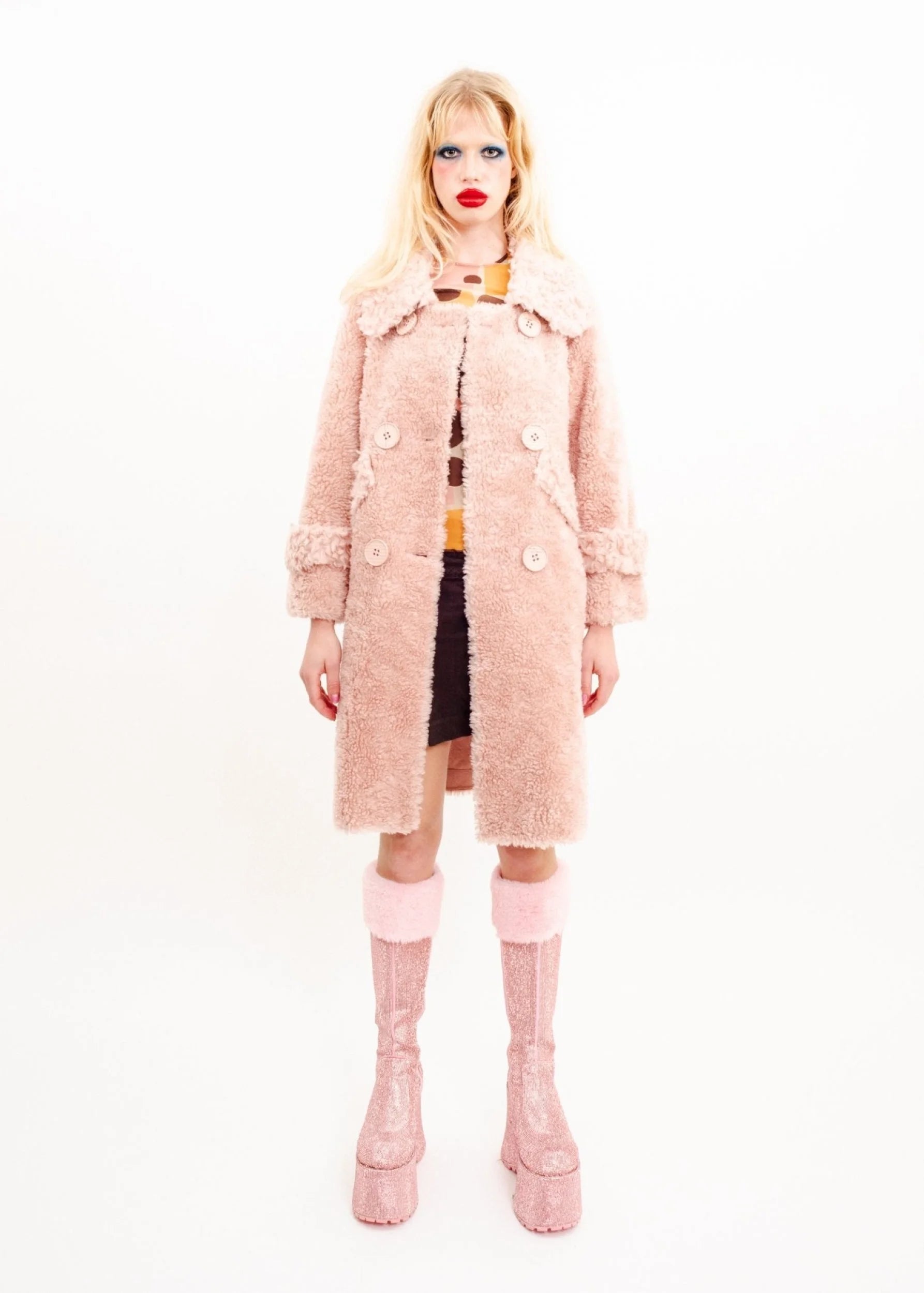 Bizarre Bazaar Pink Sheepskin coat