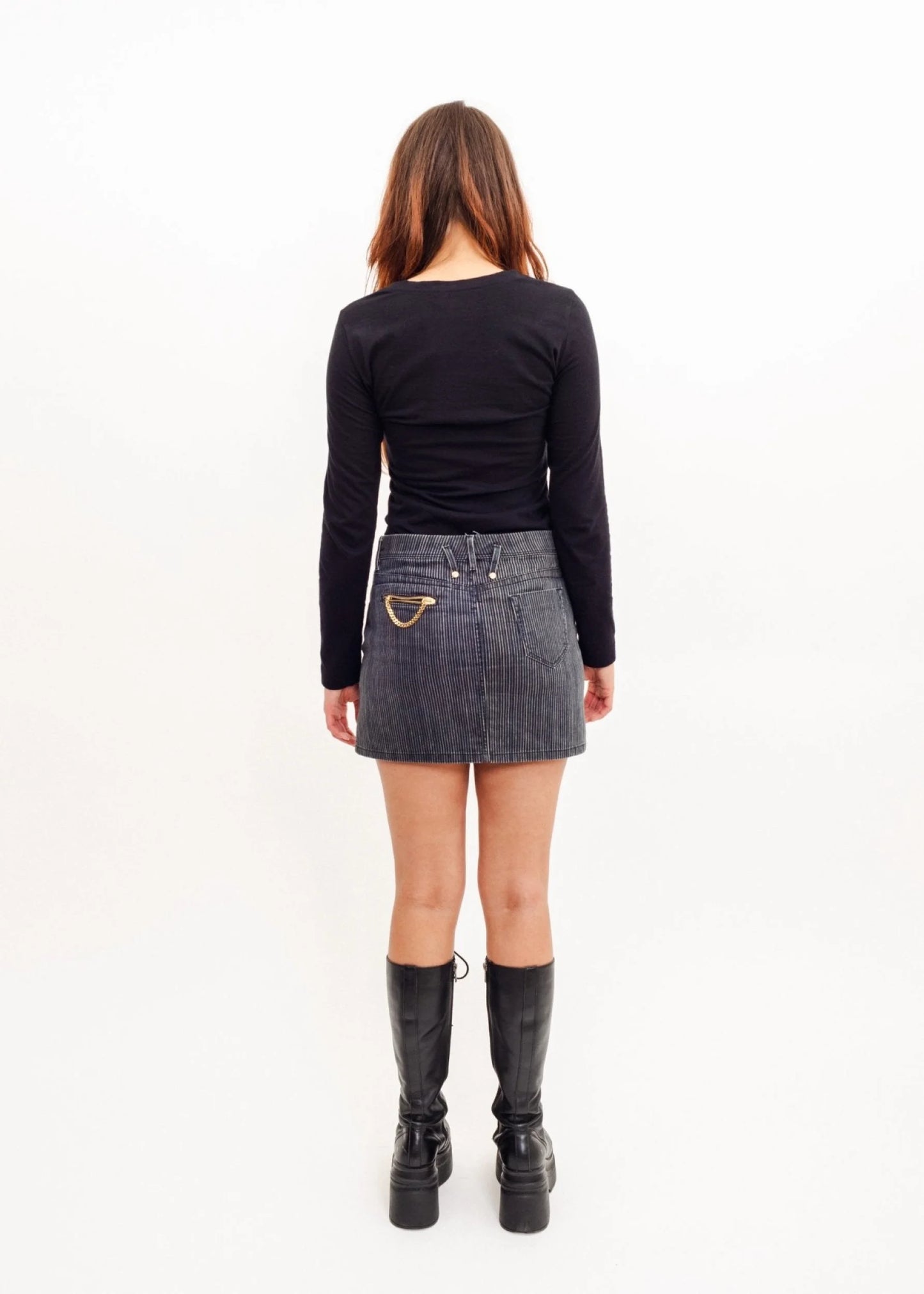 Love Moschino Pinstriped denim mini skirt