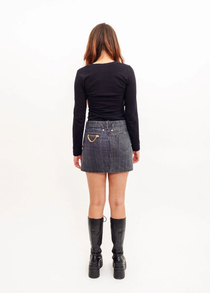 Love Moschino Pinstriped denim mini skirt