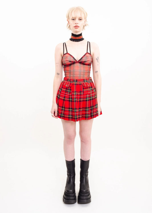 Dolce & Gabbana Pleated tartan wool mini skirt