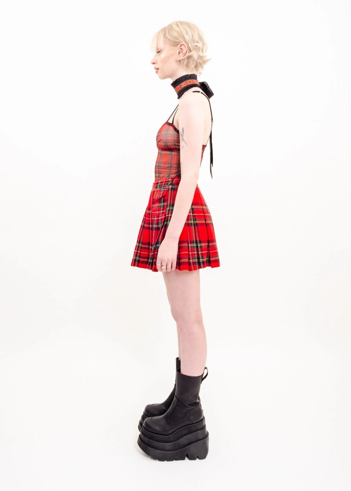 Dolce & Gabbana Pleated tartan wool mini skirt