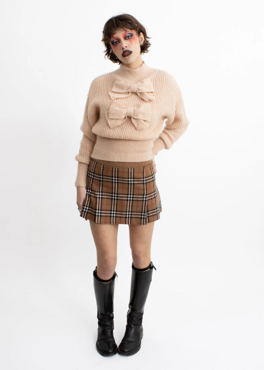 Rojean & Louis Basic Pleated tartan wool mini skirt