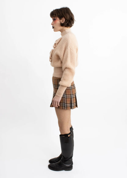 Rojean & Louis Basic Pleated tartan wool mini skirt