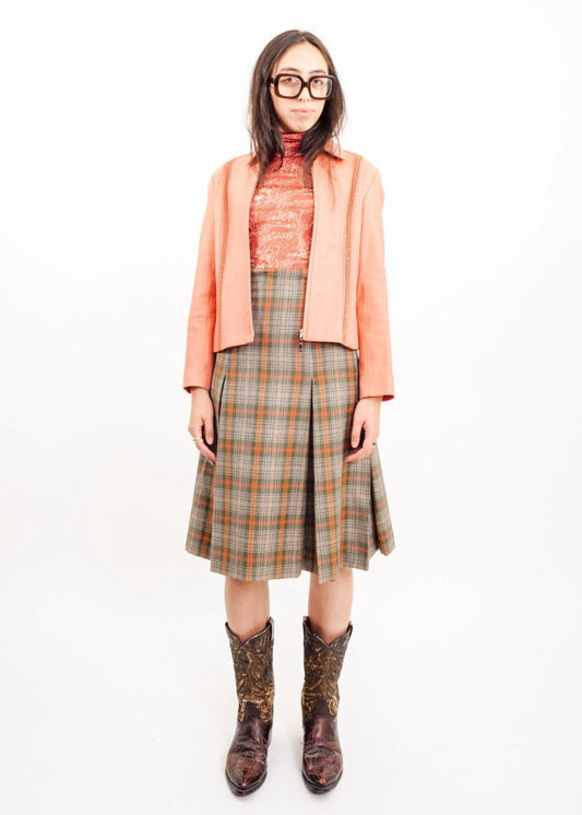 Miss Chloé Pleated tartan wool skirt