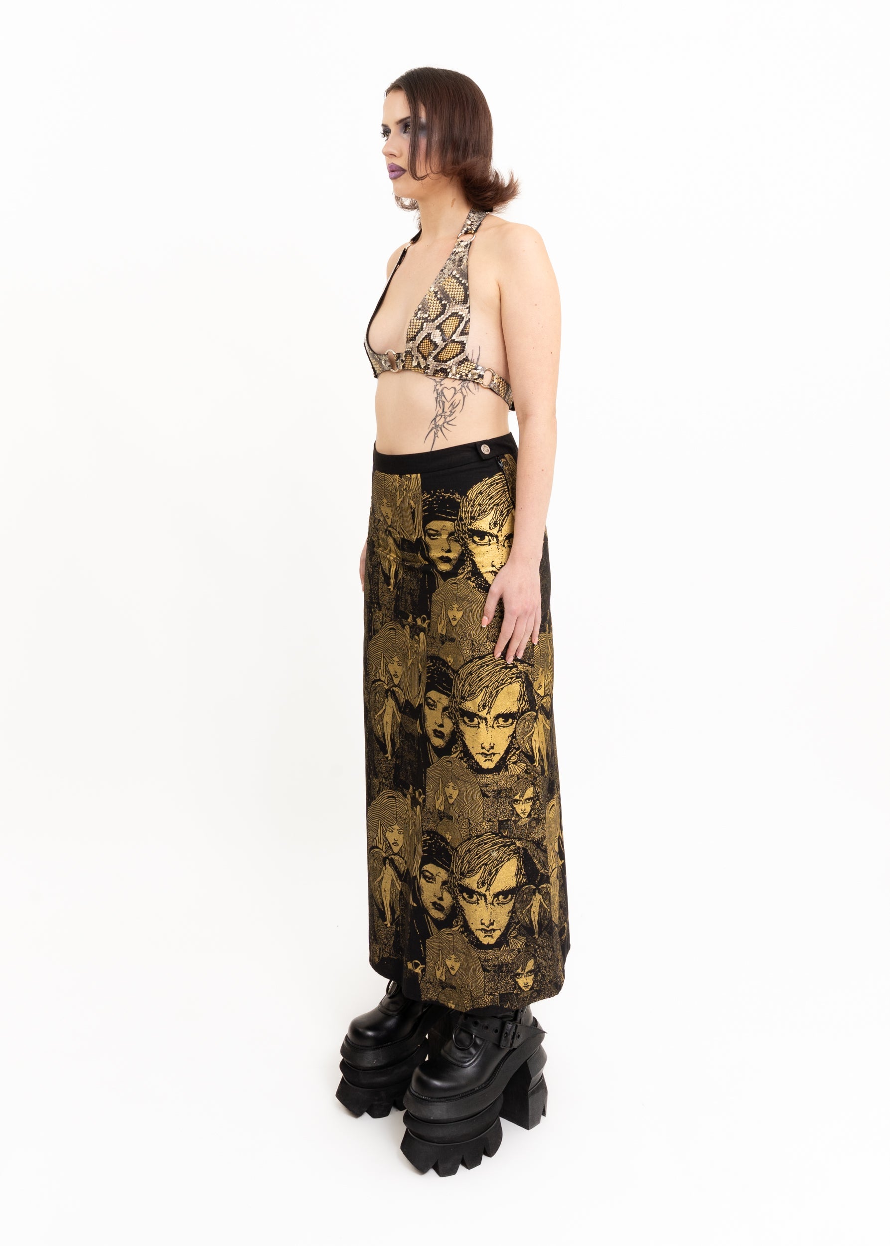 Roisin Dubh Pluto’s Angels screen printed skirt Bizarre Bazaar