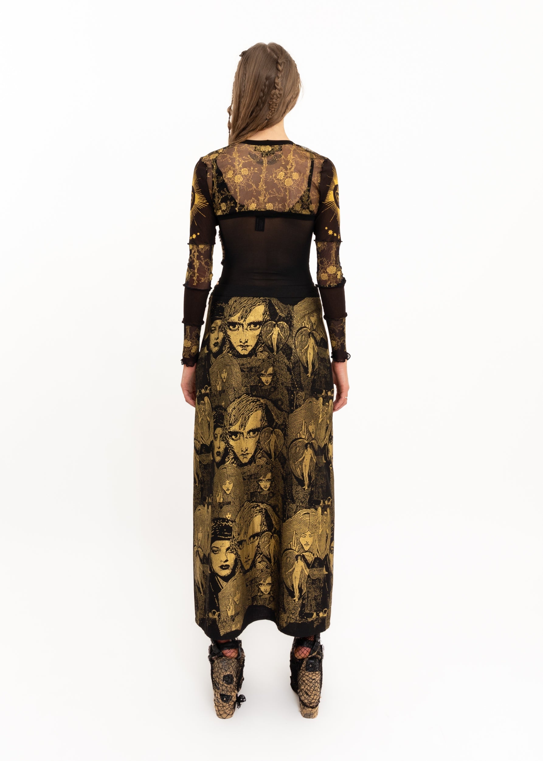 Roisin Dubh Pluto’s Angels screen printed skirt Bizarre Bazaar