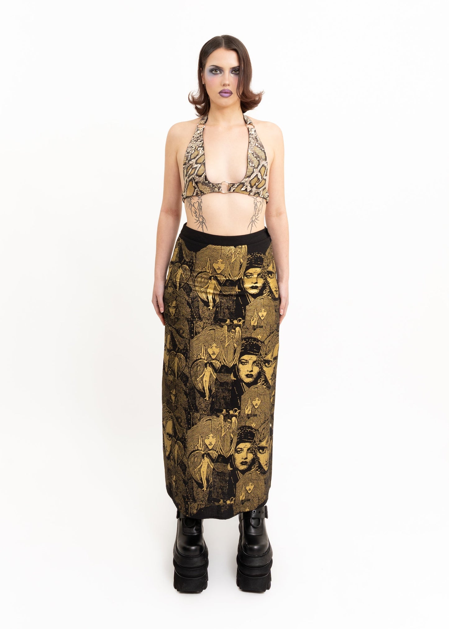 Roisin Dubh Pluto’s Angels screen printed skirt Bizarre Bazaar