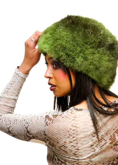 Green possum fur hat Bizarre Bazaar