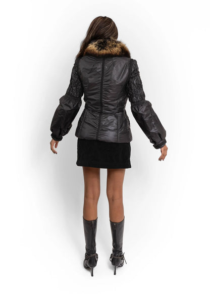 Class Roberto Cavalli Puffer jacket with detachable fox fur