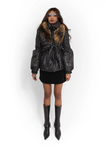 Class Roberto Cavalli Puffer jacket with detachable fox fur