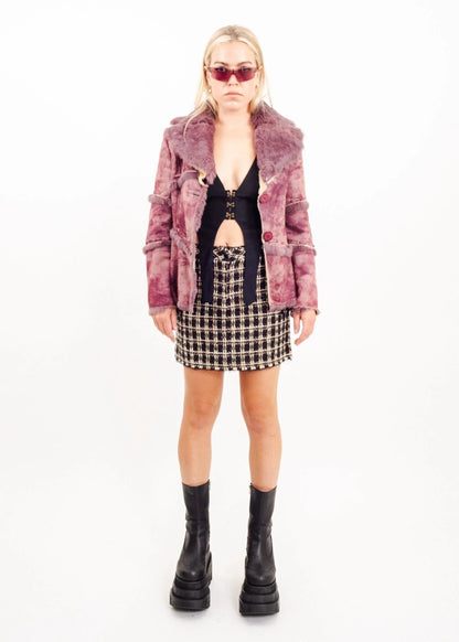 S.M.L.X Purple fur trimmed jacket