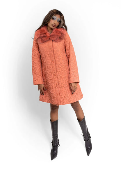 Bizarre Bazaar Quilted spring coat with detachable fox fur