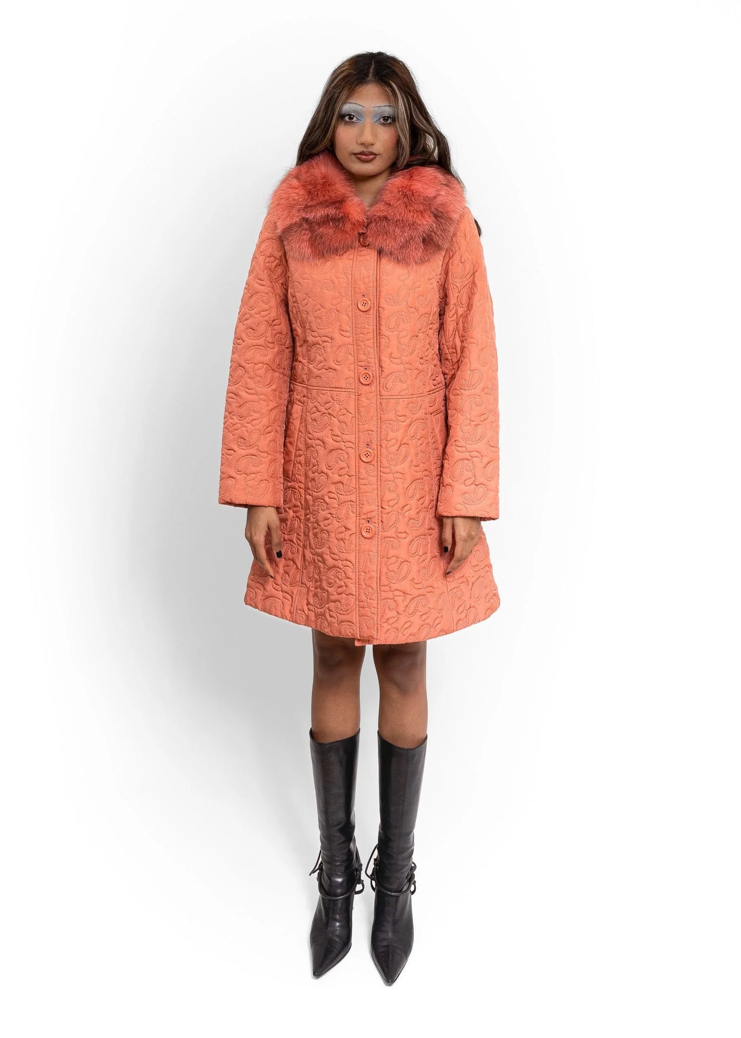 Bizarre Bazaar Quilted spring coat with detachable fox fur