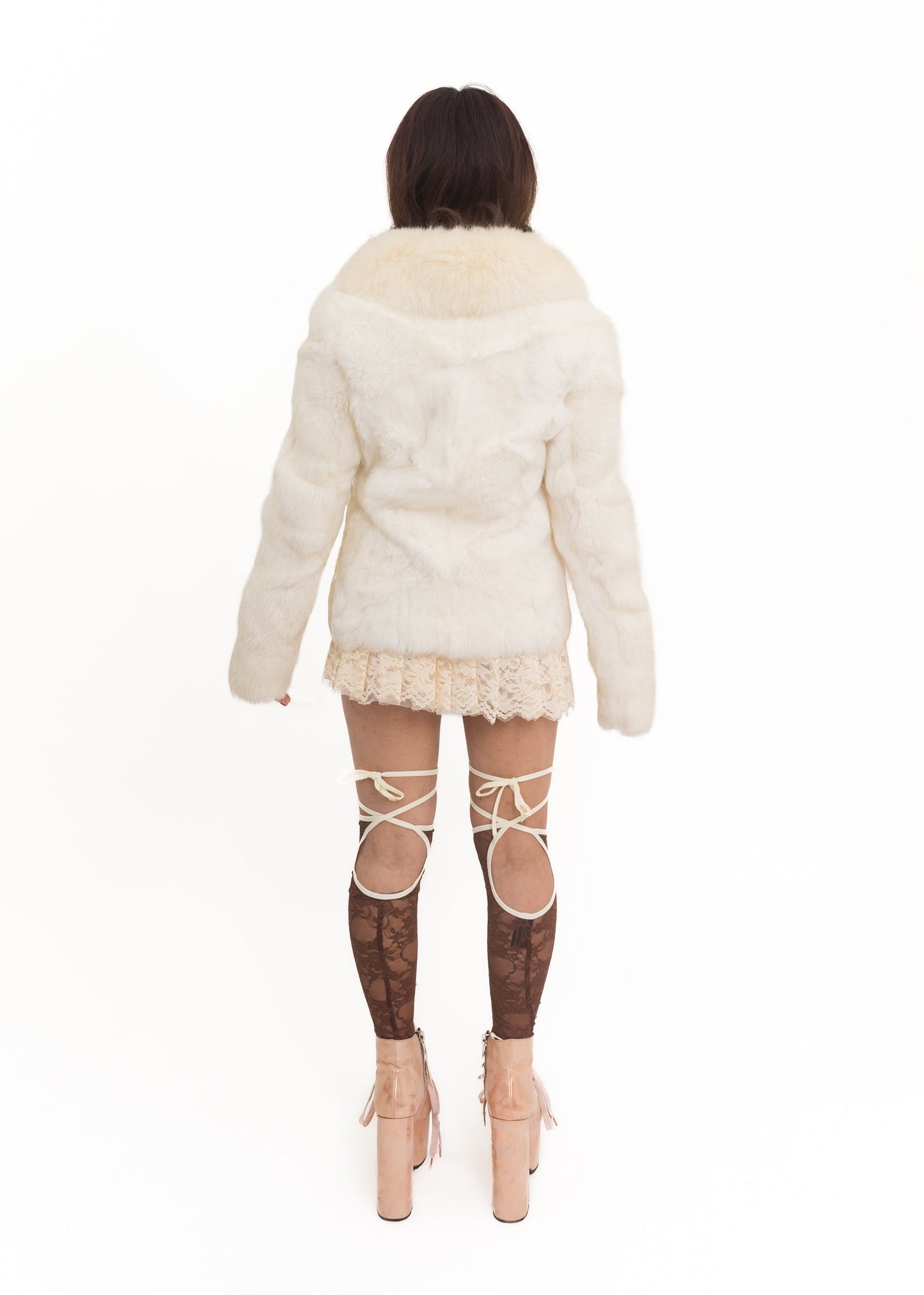 Rabbit fur coat with fox fur collar Bizarre Bazaar