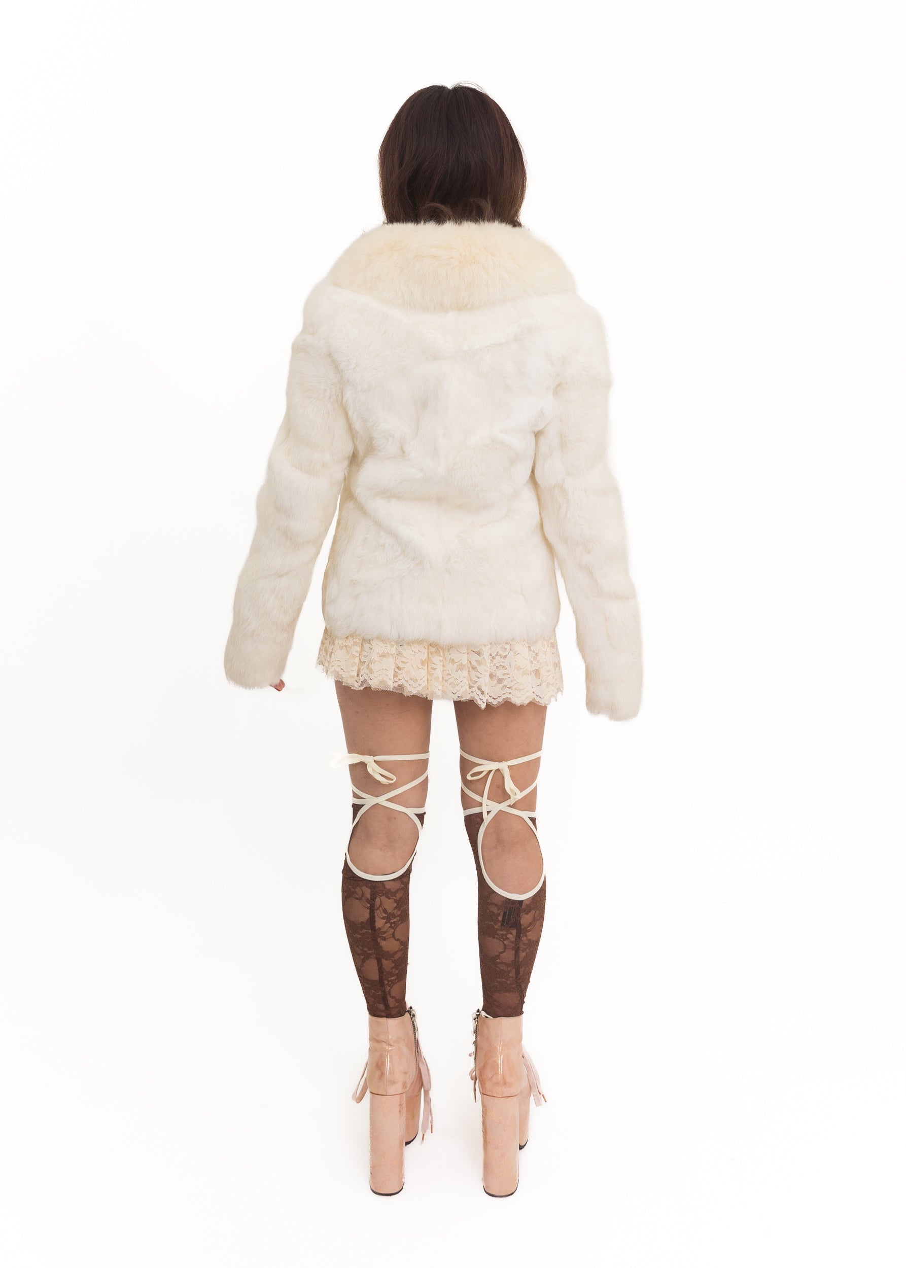 Rabbit fur coat with fox fur collar Bizarre Bazaar