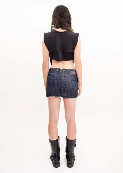 55DSL Raw hemmed denim ultra mini skirt