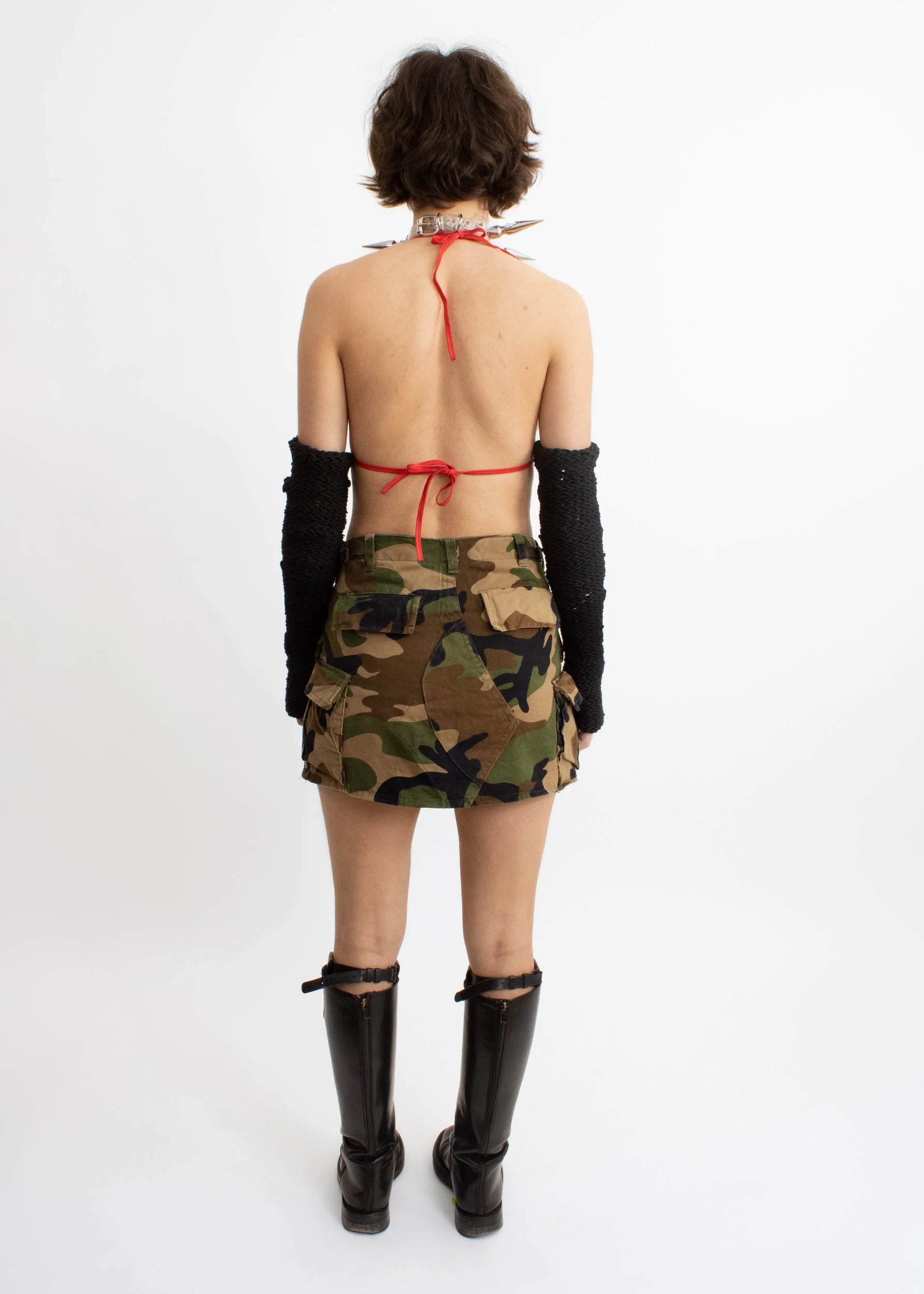 Bizarre Bazaar Reconstructed camo mini skirt made