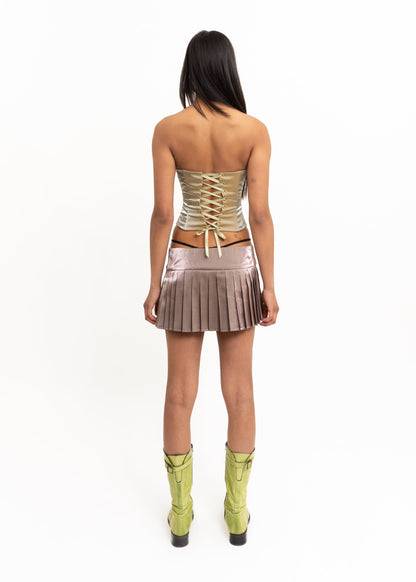 Sleeping Profit Rosette iridescent pleated mini skirt Bizarre Bazaar