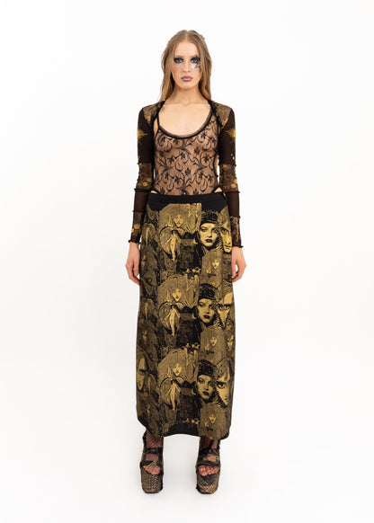 Roisin Dubh Sacred Heart/ Filigree Flower screen printed bolero Bizarre Bazaar
