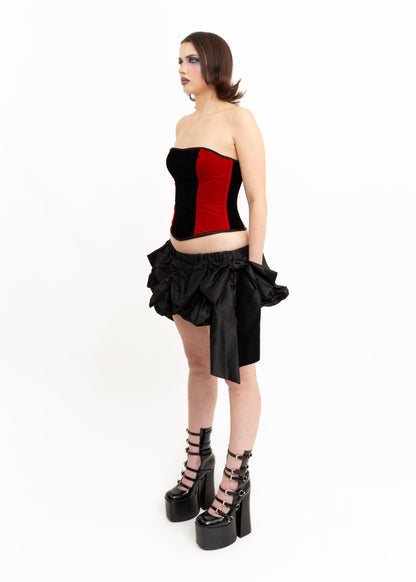 Thirty Nine Label Satin ruched mini skirt with bows Bizarre Bazaar