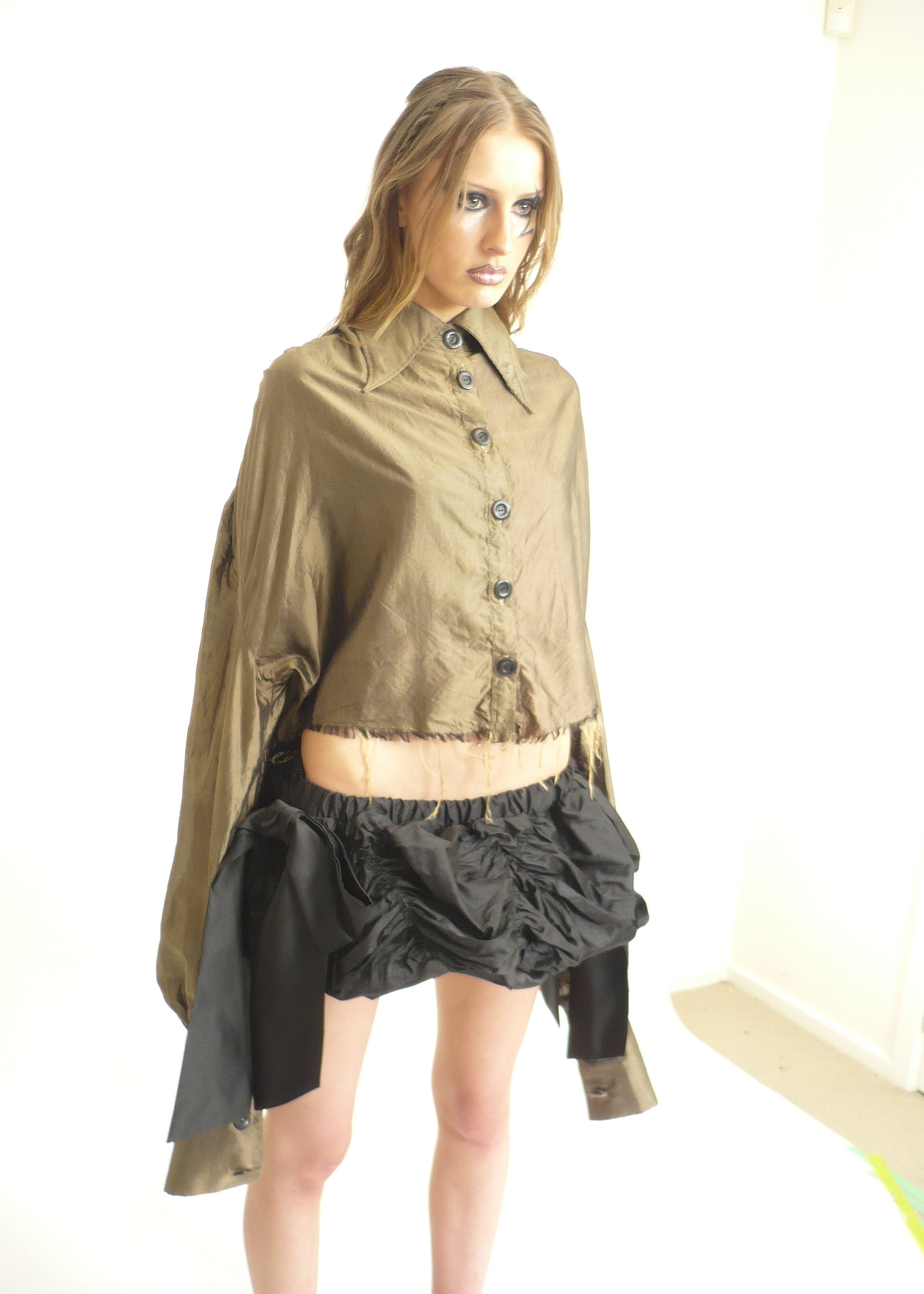 Thirty Nine Label Satin ruched mini skirt with bows Bizarre Bazaar
