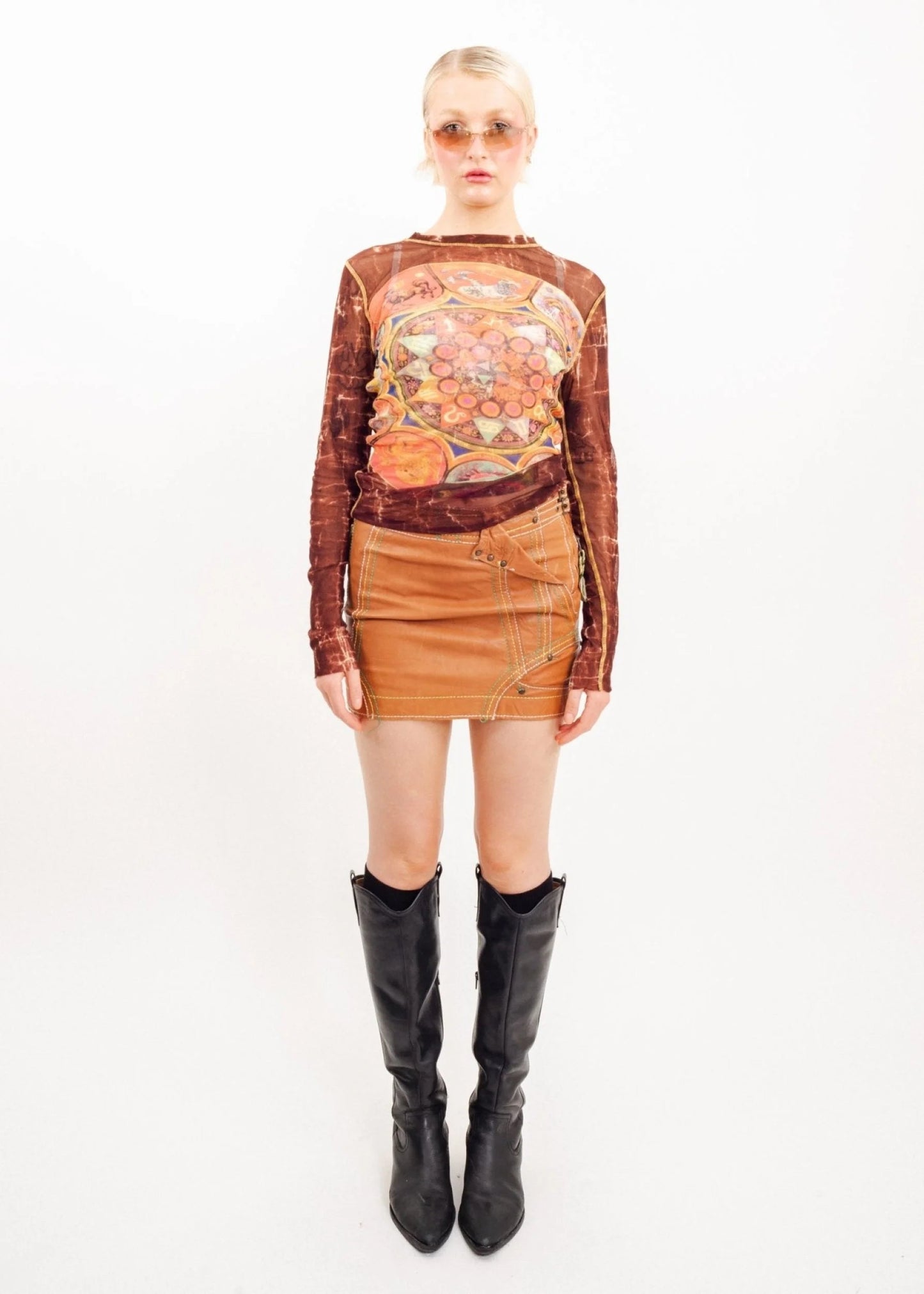 Bizarre Bazaar Scorpio leather mini skirt