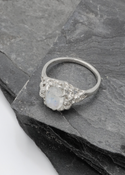 LSD Jewellery Sea Nymph Moonstone Ring- Bright Silver Bizarre Bazaar