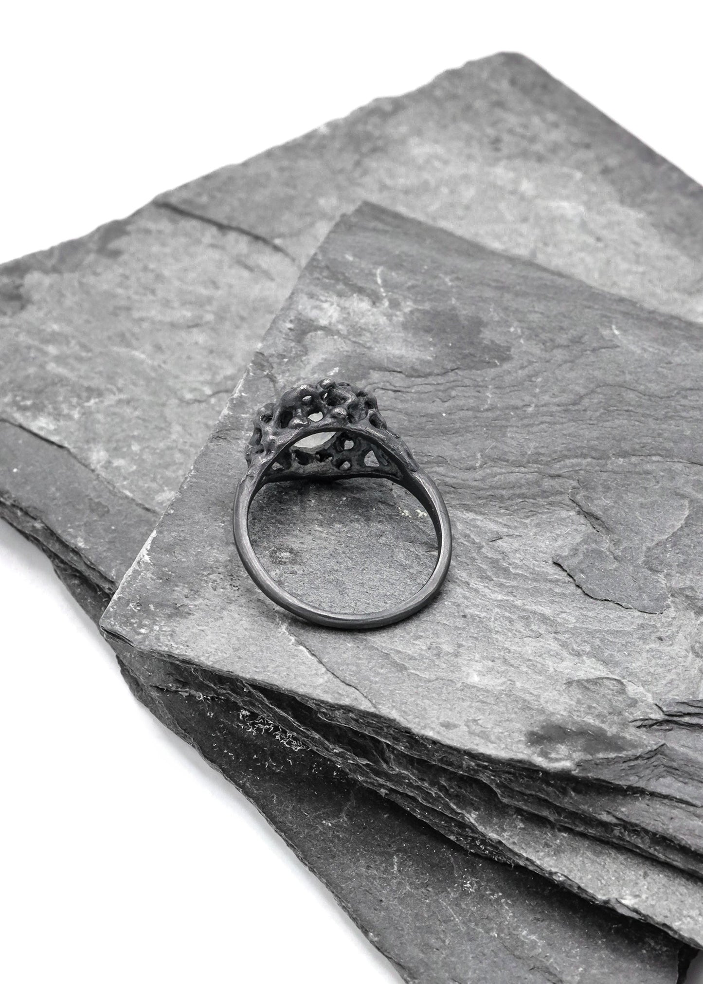 LSD Jewellery Sea Nymph Moonstone Ring- Oxidised Bizarre Bazaar