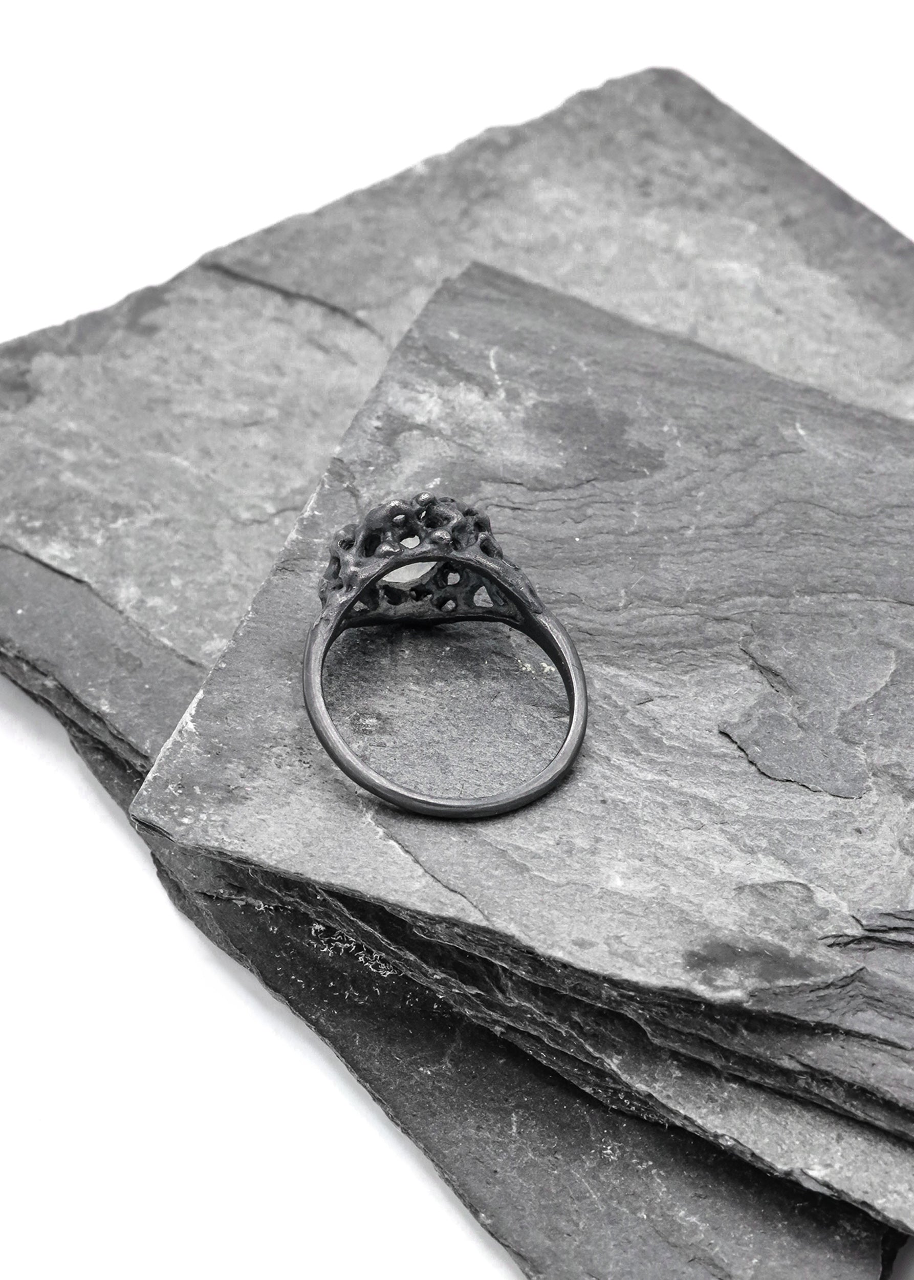 LSD Jewellery Sea Nymph Moonstone Ring- Oxidised Bizarre Bazaar