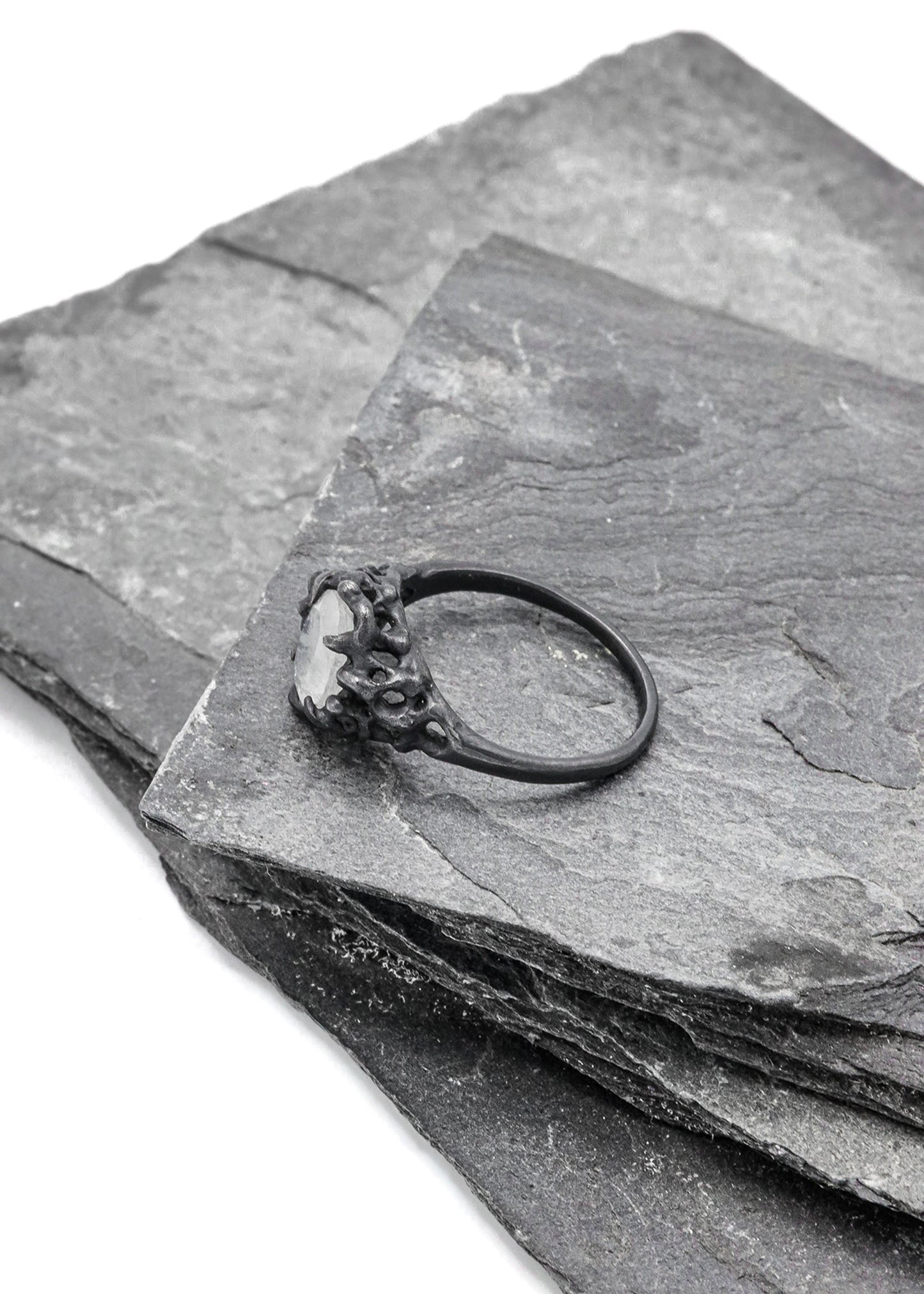 LSD Jewellery Sea Nymph Moonstone Ring- Oxidised Bizarre Bazaar