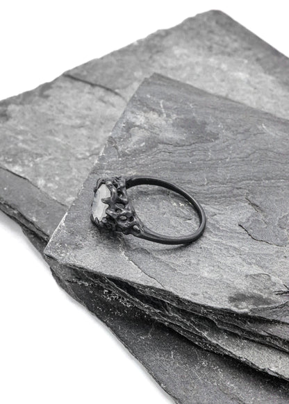 LSD Jewellery Sea Nymph Moonstone Ring- Oxidised Bizarre Bazaar