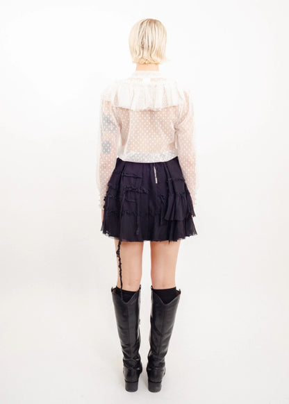 Sandra Mansour x H&M Sheer lace ruffle blouse
