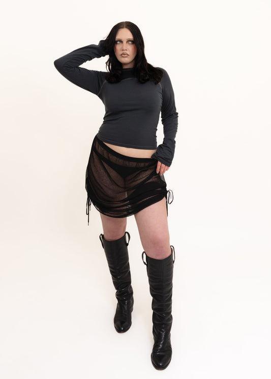 Sheer mesh ruched skirt Bizarre Bazaar