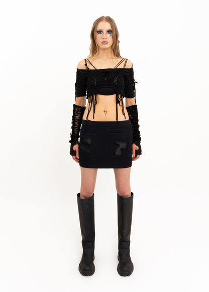 Banshee Off shoulder braided crop top Bizarre Bazaar