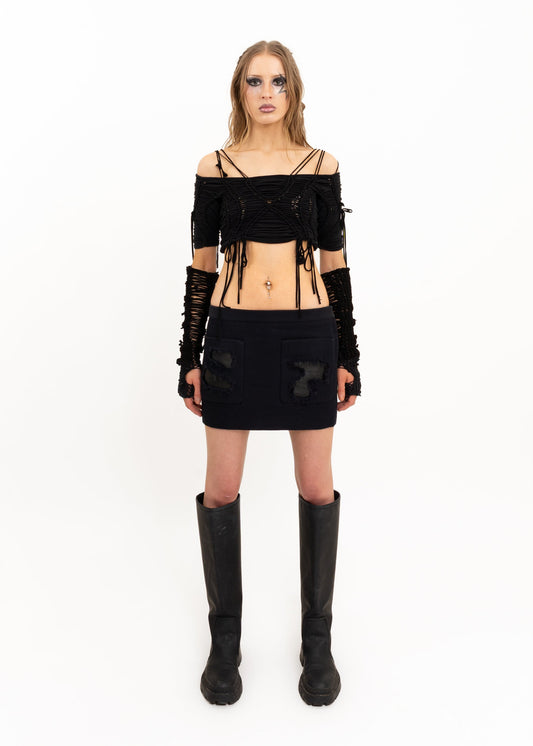 Banshee Off shoulder braided crop top Bizarre Bazaar