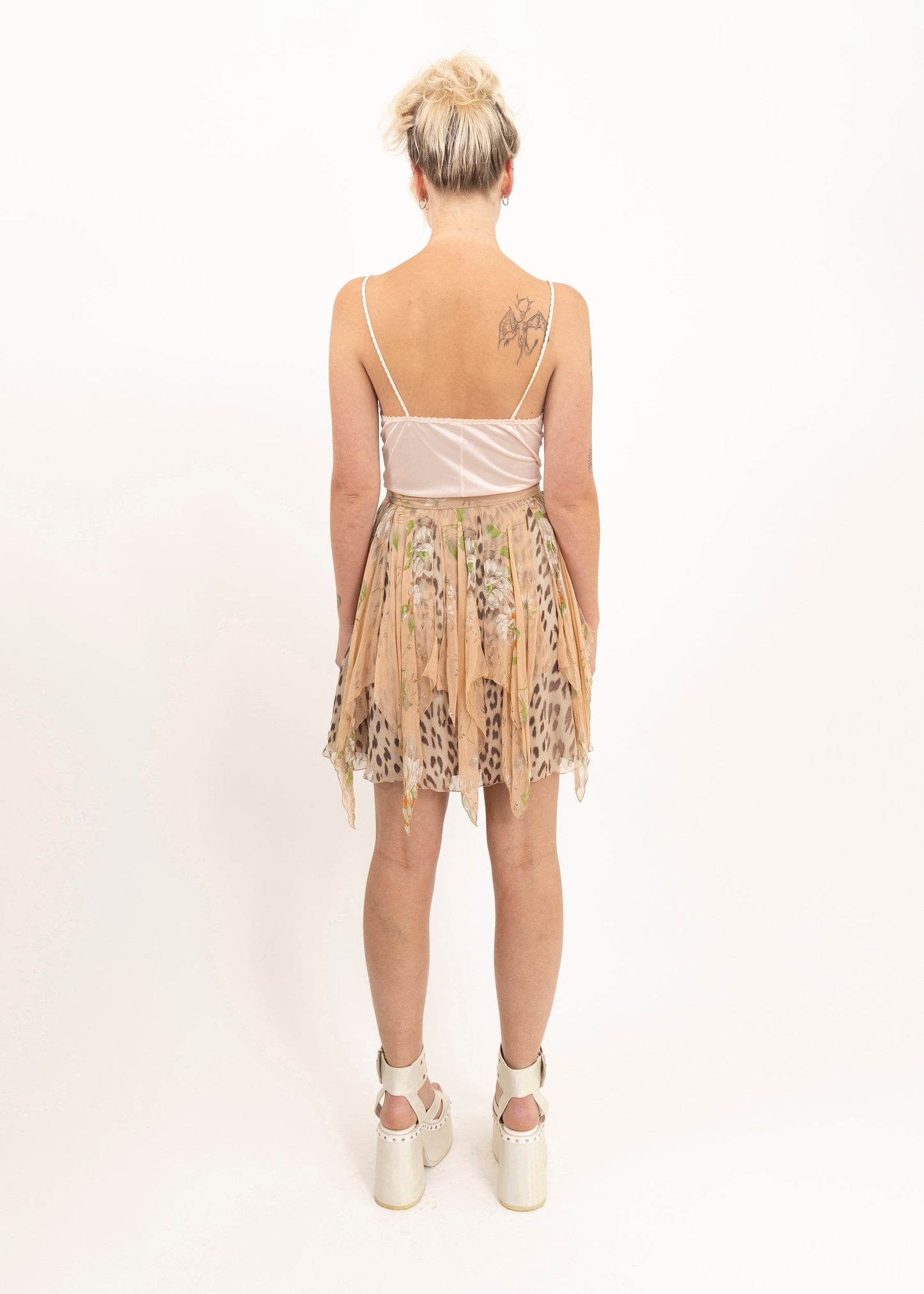 Blugirl Silk floral/ leopard print tendril skirt