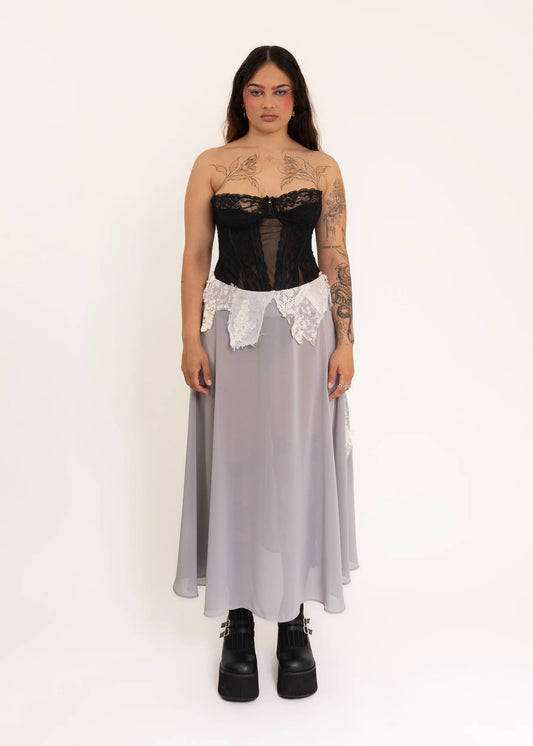 Helen Talbot Silk skirt with lace appliqué