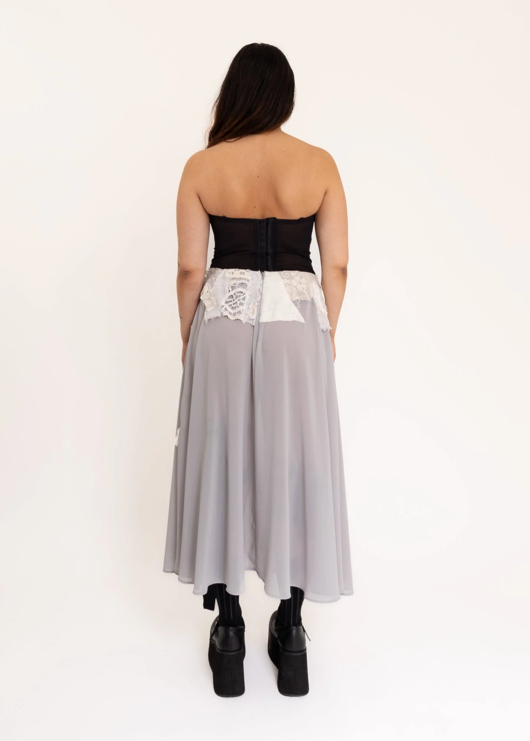 Helen Talbot Silk skirt with lace appliqué