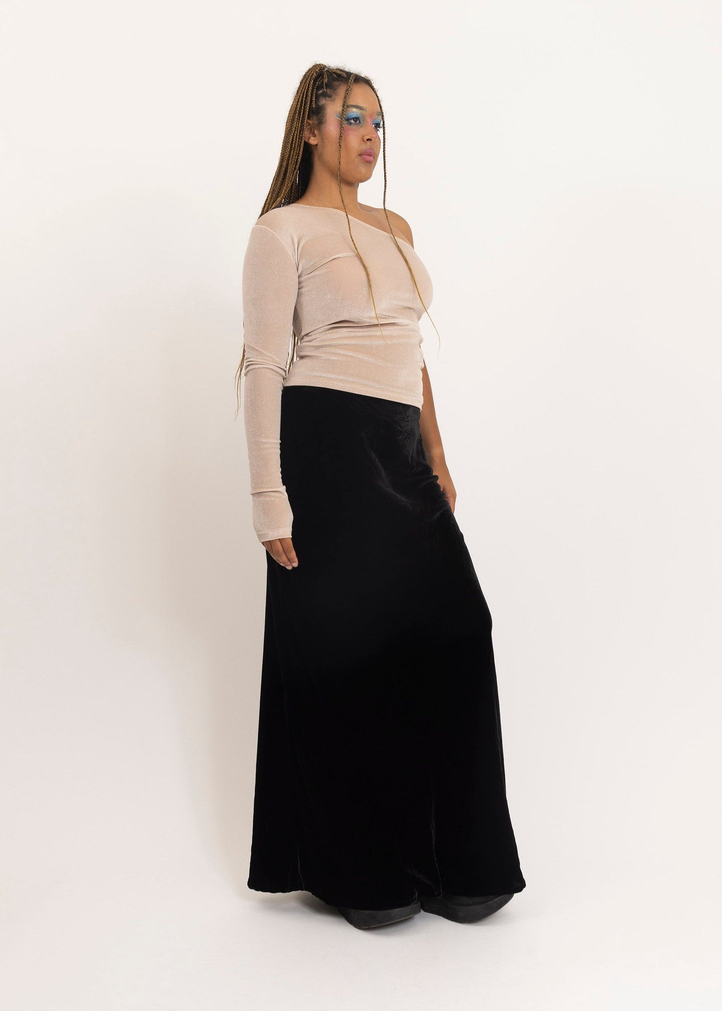 Ricochet Silk velvet bias cut maxi skirt