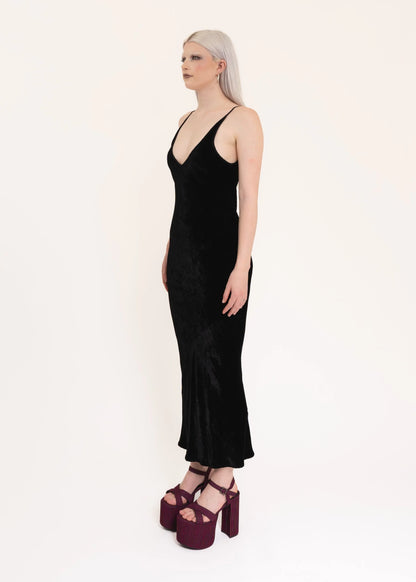 Miss Crabb Silk velvet slip dress