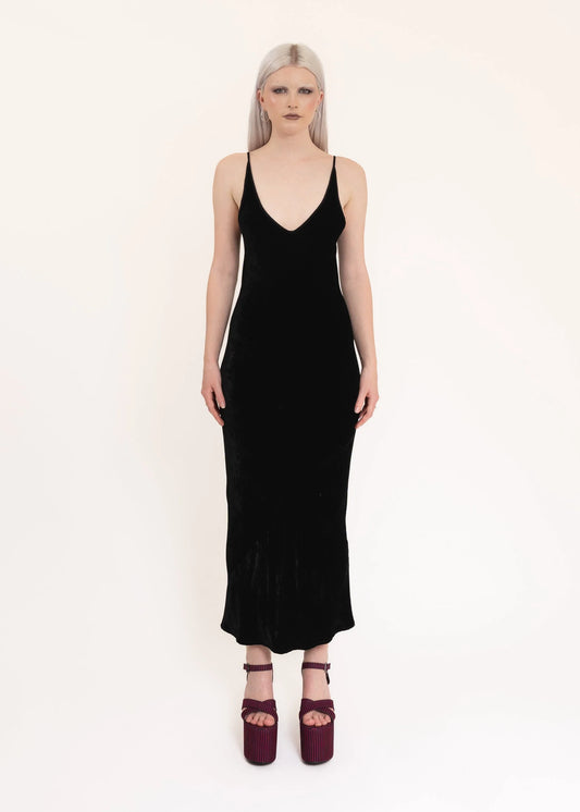 Miss Crabb Silk velvet slip dress