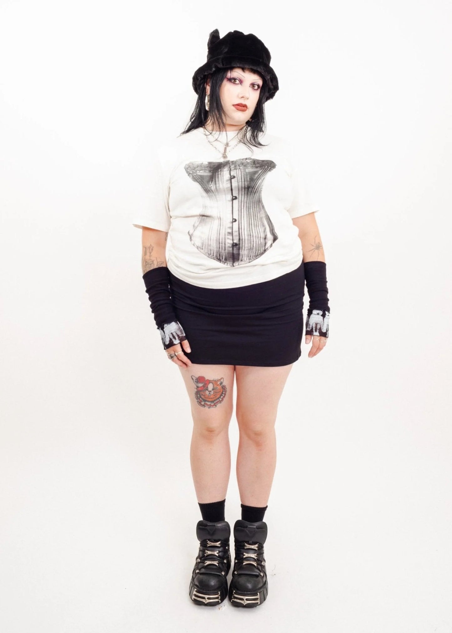 Elsie Gore Simone Ruffle Heart Mini Skirt- black