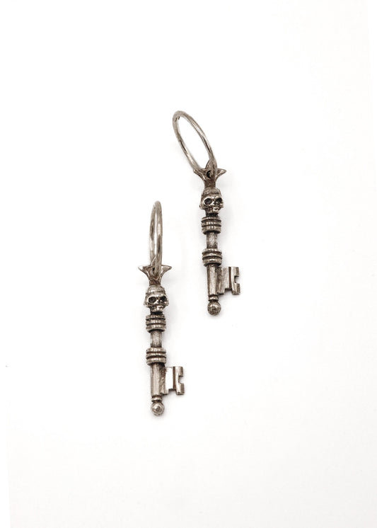 Nick Rule Sterling Silver Skeleton Key Earrings Bizarre Bazaar