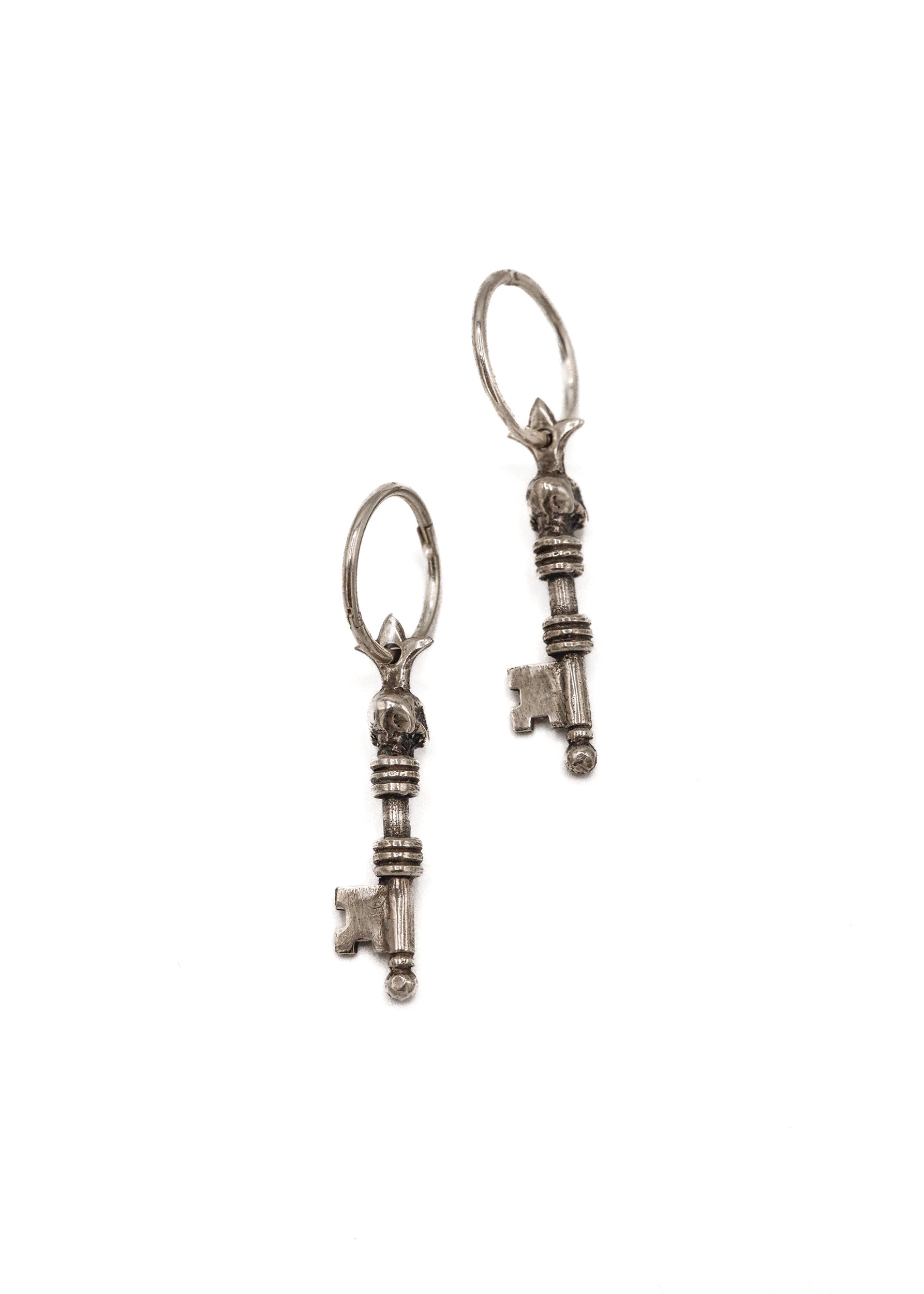 Nick Rule Sterling Silver Skeleton Key Earrings Bizarre Bazaar