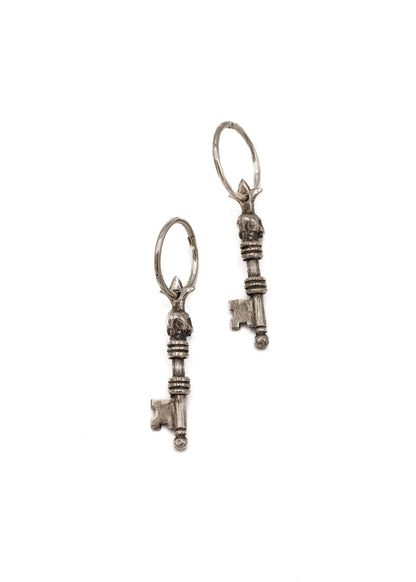 Nick Rule Sterling Silver Skeleton Key Earrings Bizarre Bazaar