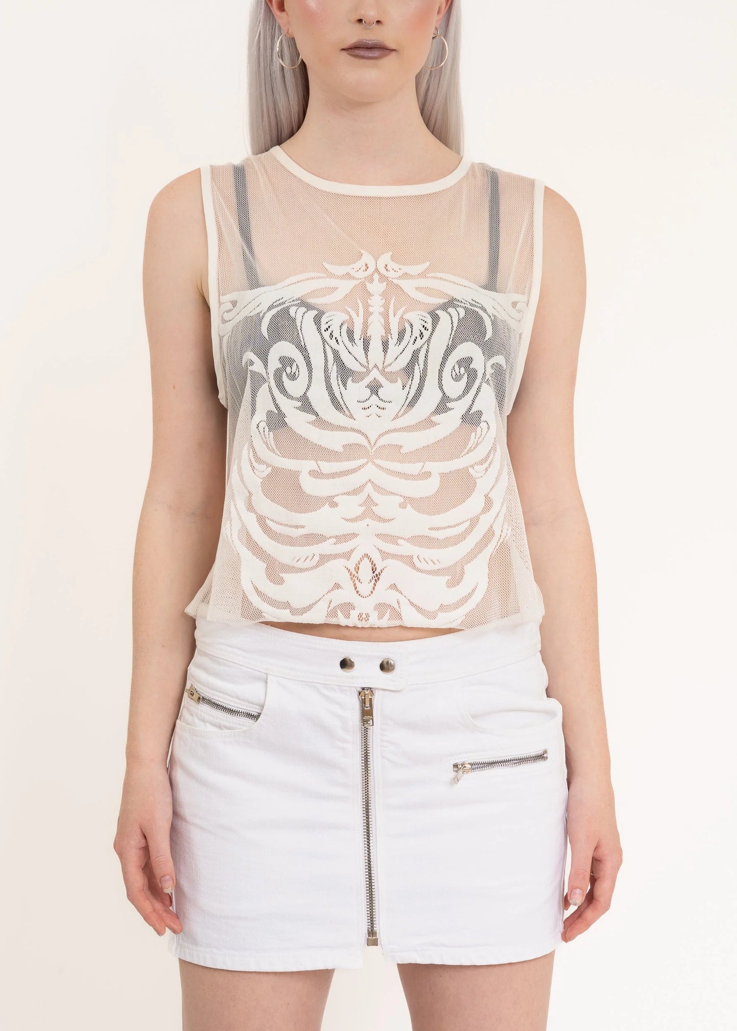 Bizarre Bazaar Skeleton mesh tank top